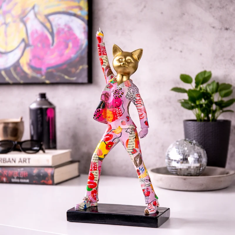 Katze Figur Nova mehrfarbig Streetart moderne Deko 40 cm