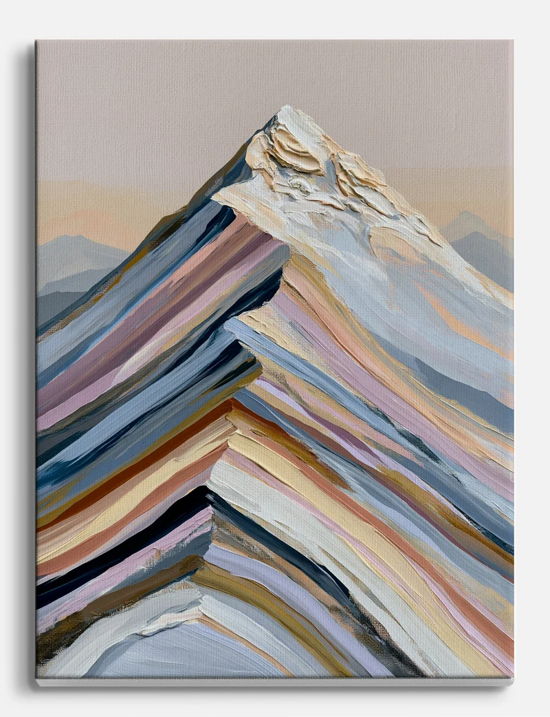 Layered Peak in Soft Blue and Blush Canvas Print