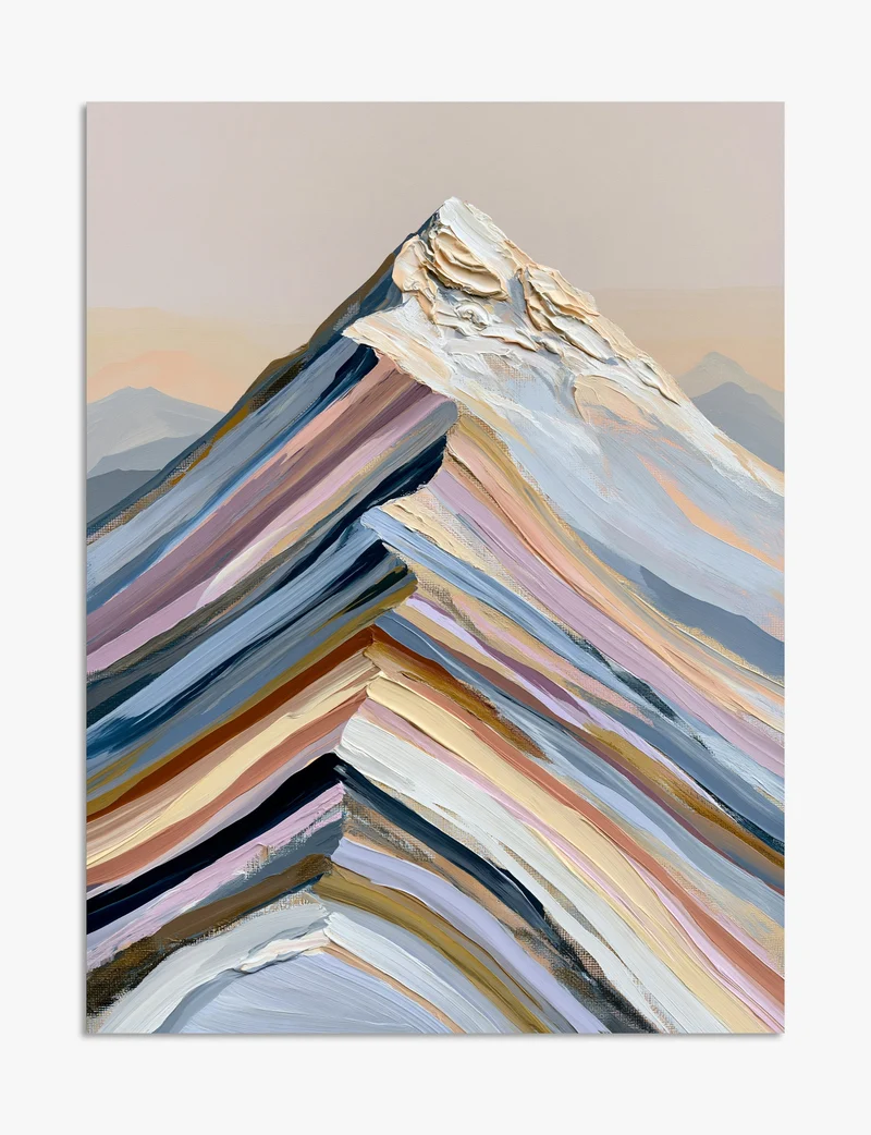 Layered Peak in Soft Blue and Blush Art Print