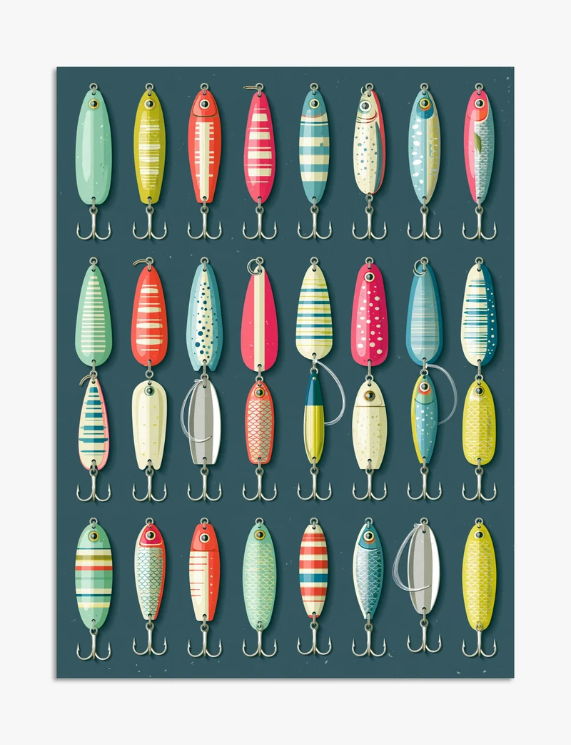 Vintage Fishing Lures Chart Art Print