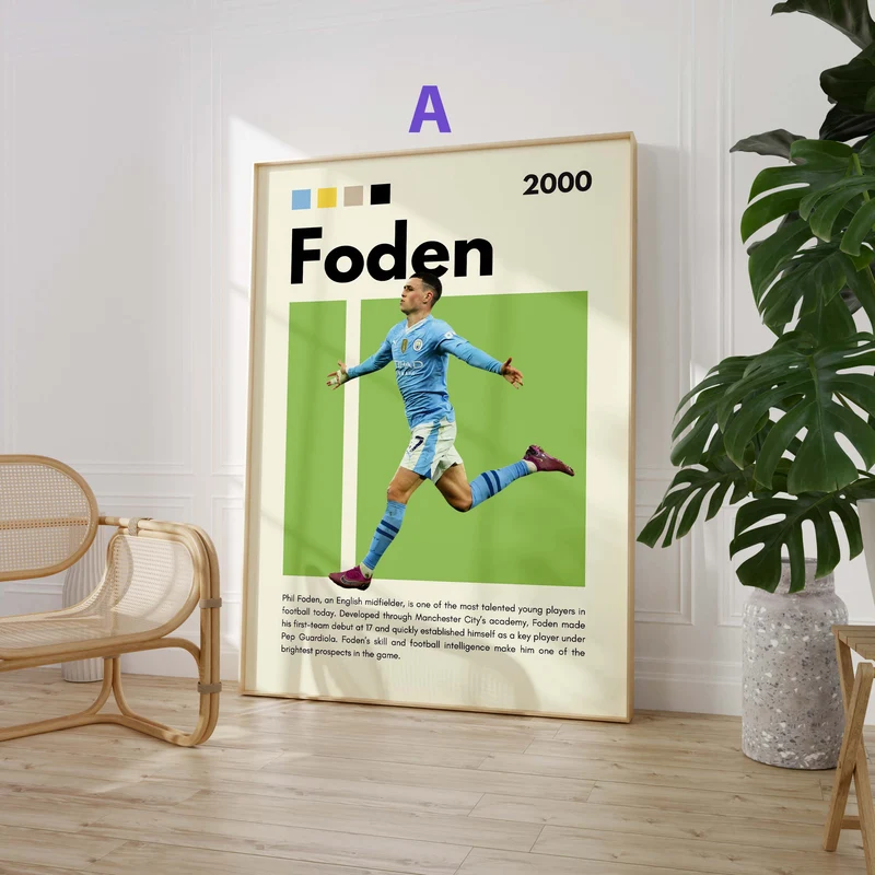 Fußball Stars Poster · Foden Garnacho Gavi Saka Van Dijk Ter Stegen · Sport Wanddeko · Print ohne Rahmen