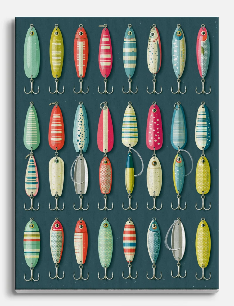 Vintage Fishing Lures Chart Canvas Print