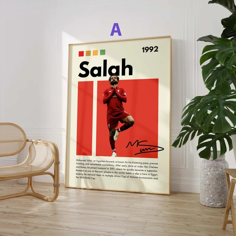 Fußball Stars Poster · Salah Marquinhos De Bruyne Son Bellingham Lewandowski · Sport Wanddeko · Print ohne Rahmen