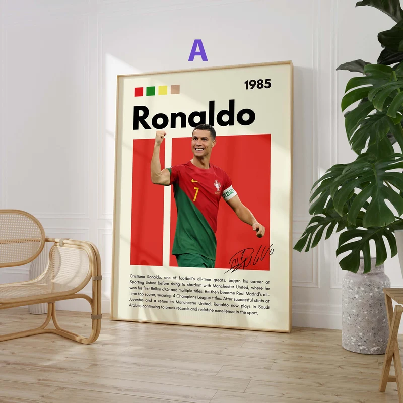 Fußball Legenden Poster · Ronaldo Benzema Neuer Beckham Ronaldinho Zidane · Sport Wanddeko · Dekoprint ohne Rahmen