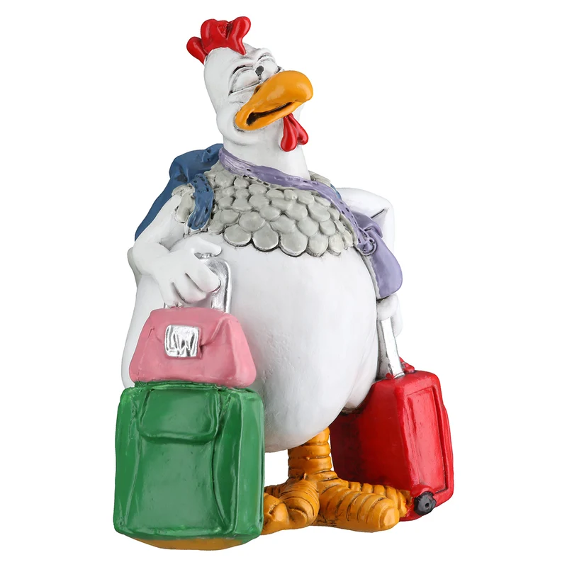 Dekofigur Reisehuhn Travello humorvolle Tierfigur mit Koffern