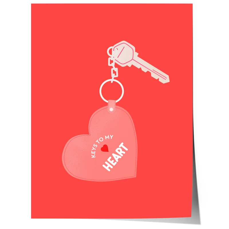 Keys to My Heart Poster · Love Key Illustration · Romantic Minimal Design · Valentine Wall Art · Modern Typography Print · Print ohne Rahmen