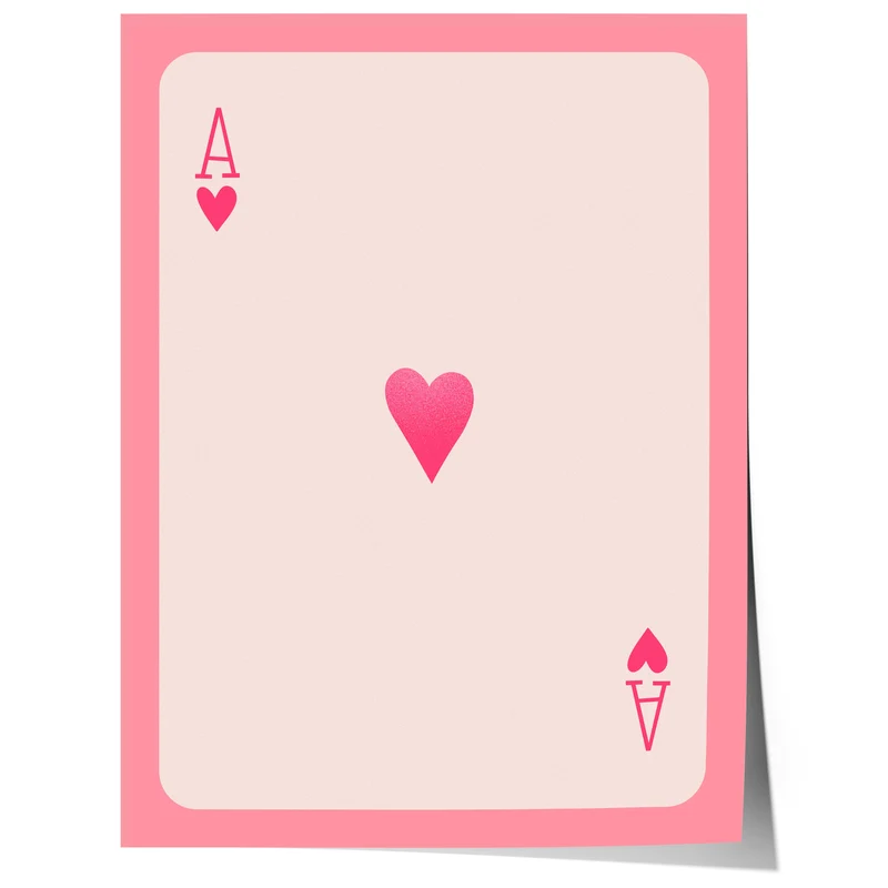 Ace of Hearts Poster · Minimal Playing Card Design · Pink Aesthetic Wall Art · Modern Love Symbol Print · Moderne Wandkunst · Print ohne Rahmen