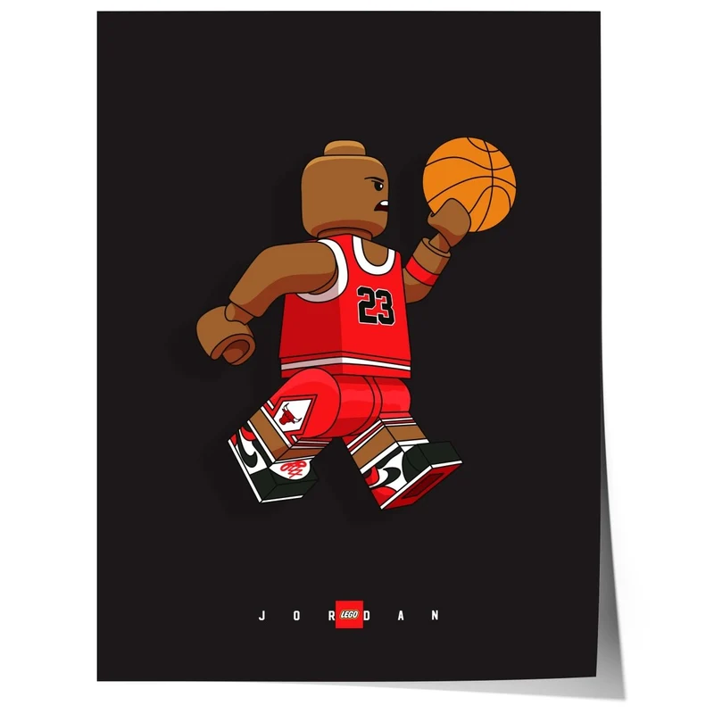 Block Style Basketball Figur Poster · Minimalistische Pop Art Sport Illustration · Moderne Grafik · Print ohne Rahmen