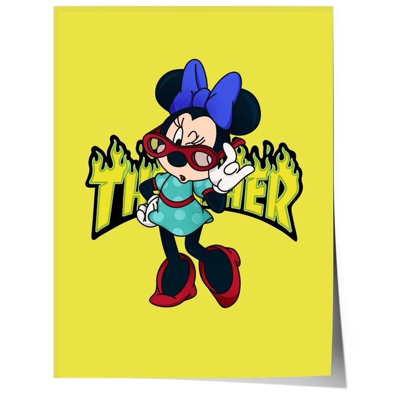 Cartoon Mouse Girl Poster · Thunder Typografie · Pop Art Illustration · Cute Retro Comic Design · Moderne Wandkunst · Print ohne Rahmen