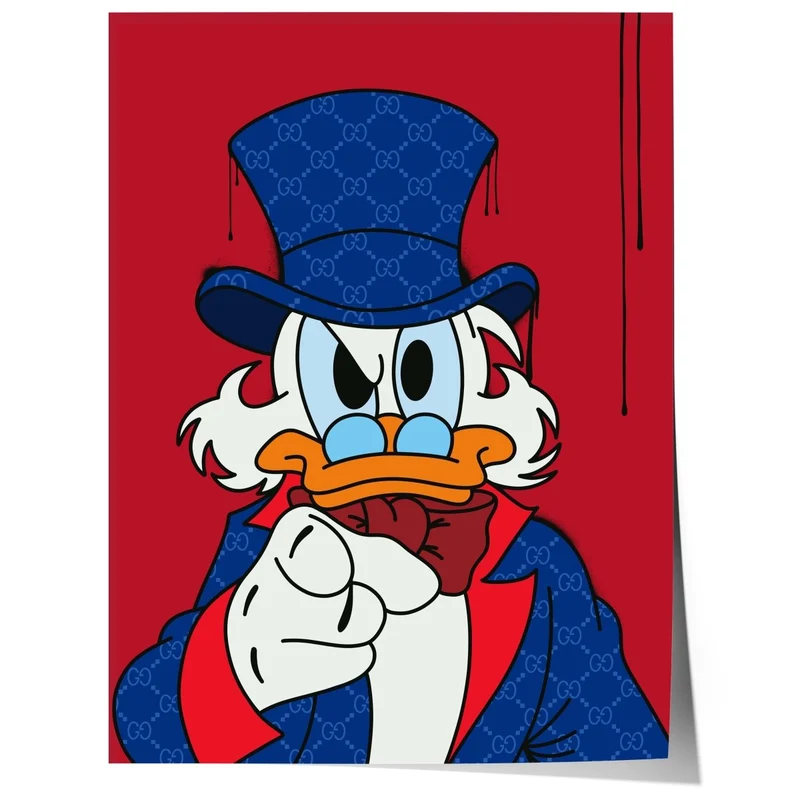 Rich Duck Cartoon Poster · Luxury Street Art Style · Pop Art Illustration · Geld Design · Moderne Wandkunst · Print ohne Rahmen