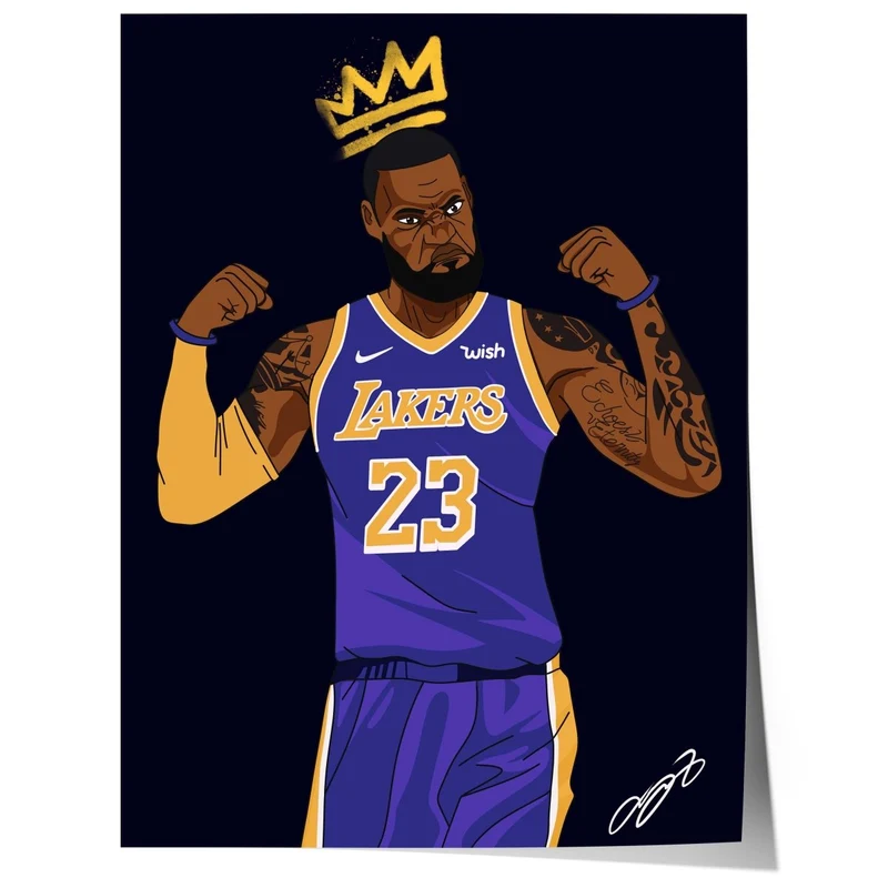 Basketball King Poster · Crown Athlete Illustration · Lakers Style Pop Art · Urban Sport Design · Moderne Wandkunst · Print ohne Rahmen