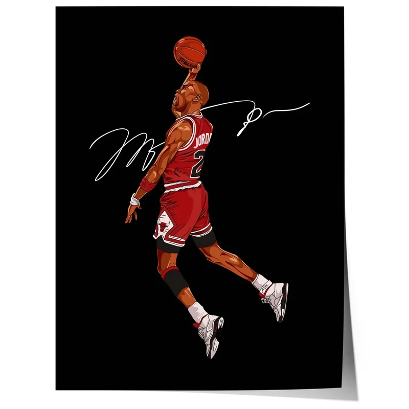 Basketball Dunk Poster · Iconic Jump Shot Illustration · Chicago Style Sport Art · Urban Pop Art Design · Moderne Wandkunst · Print ohne Rahmen