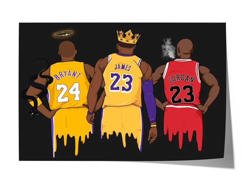 Basketball Legends Trio Poster · Street Art Illustration · Pop Art Sport Design · Urban Athlete Artwork · Moderne Wandkunst · Print ohne Rahmen