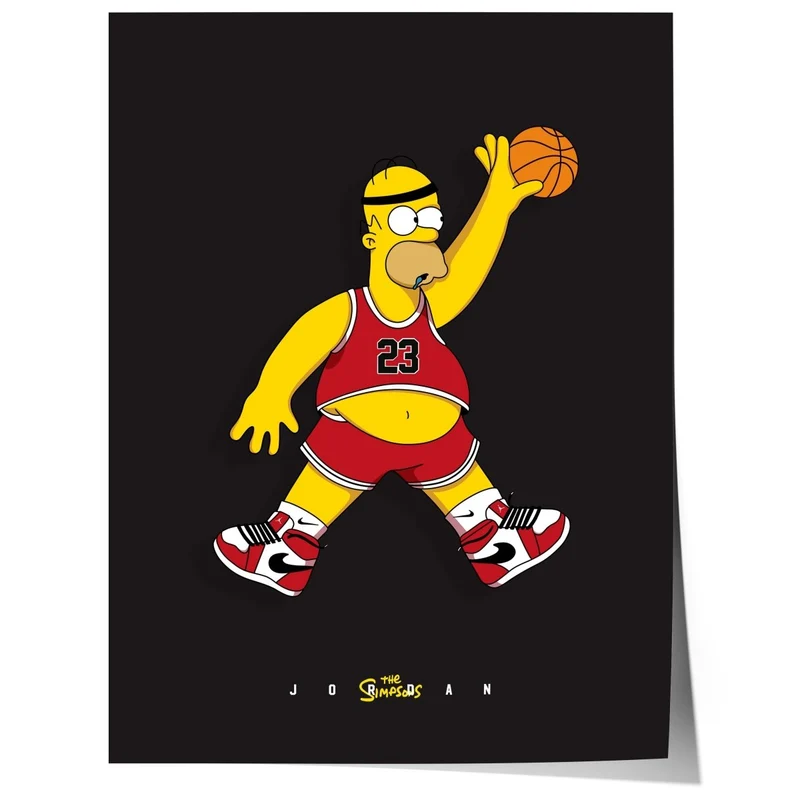 Cartoon Basketball Figur Poster · Pop Art Comic Illustration · Humorvolle Sport Grafik · Print ohne Rahmen