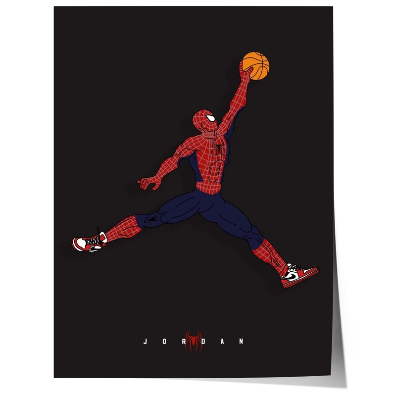 Superheld Basketball Dunk Poster · Comic Stil Illustration · Pop Art Film Charakter Design · Print ohne Rahme