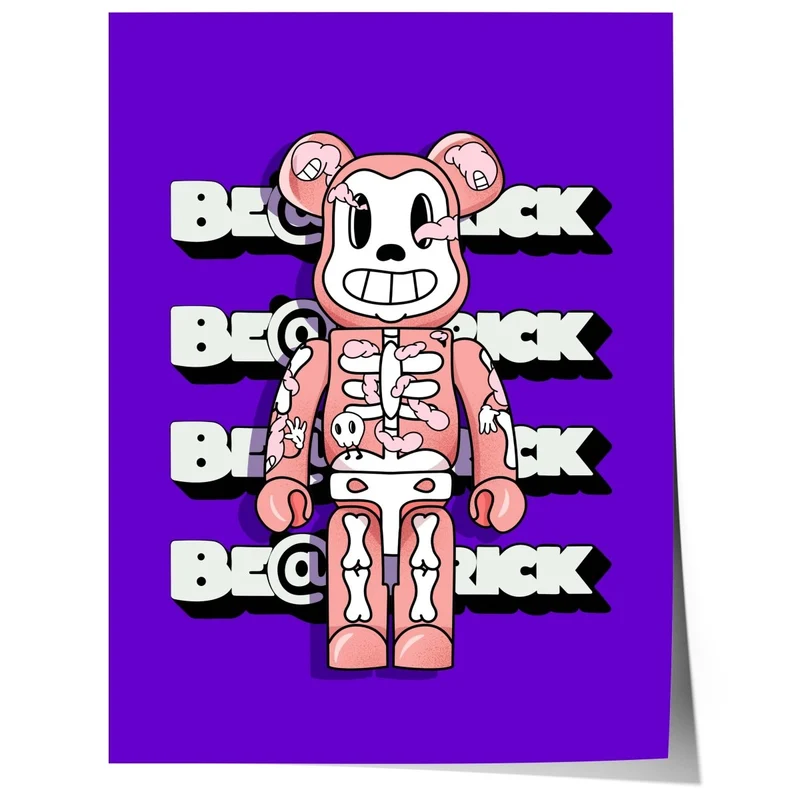 Bearbrick Stil Figur Poster · Pop Art Designer Toy Illustration · Moderne Street Art Grafik · Print ohne Rahmen