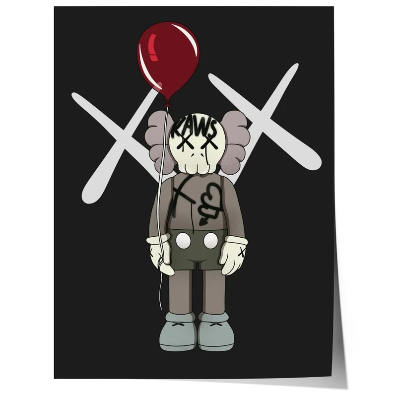 Street Art Figur mit Ballon Poster · Urban Pop Art Charakter · Moderne Graffiti Illustration · Print ohne Rahmen