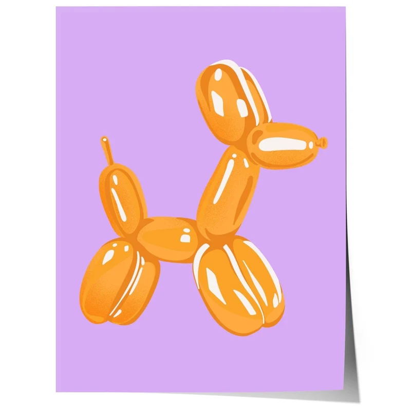 Orange Balloon Dog Poster · Pop Art Hund Illustration · Moderne Minimalistische Wandkunst · Print ohne Rahmen