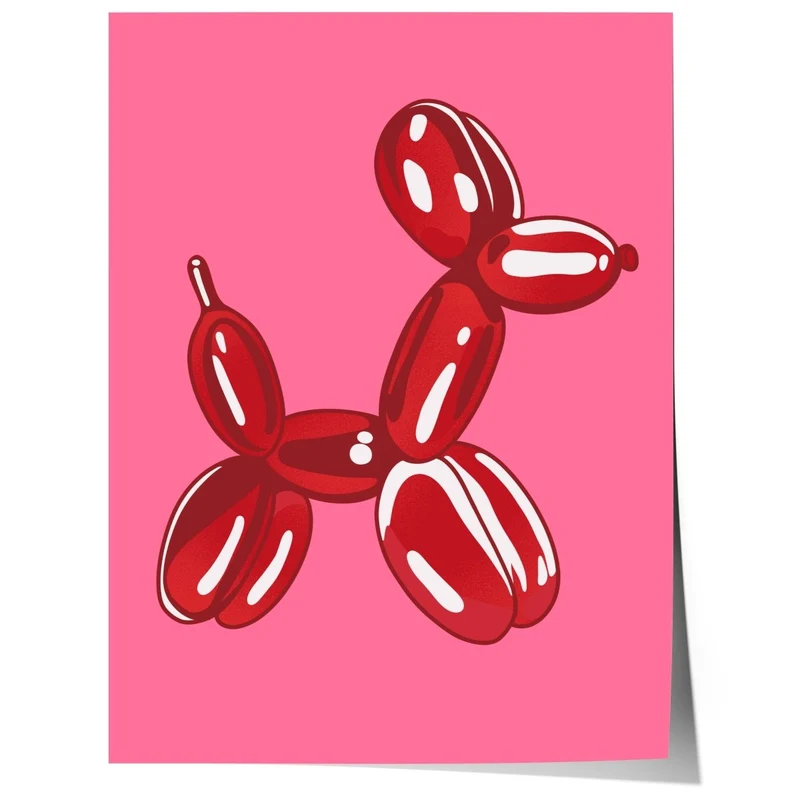 Balloon Dog Skulptur Poster · Pop Art Hund Illustration · Moderne Minimalistische Kunst · Print ohne Rahmen