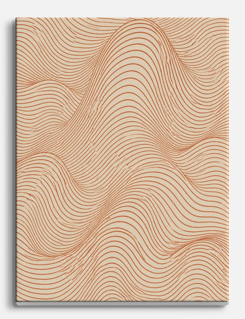 Terracotta Wave Lines Canvas Print