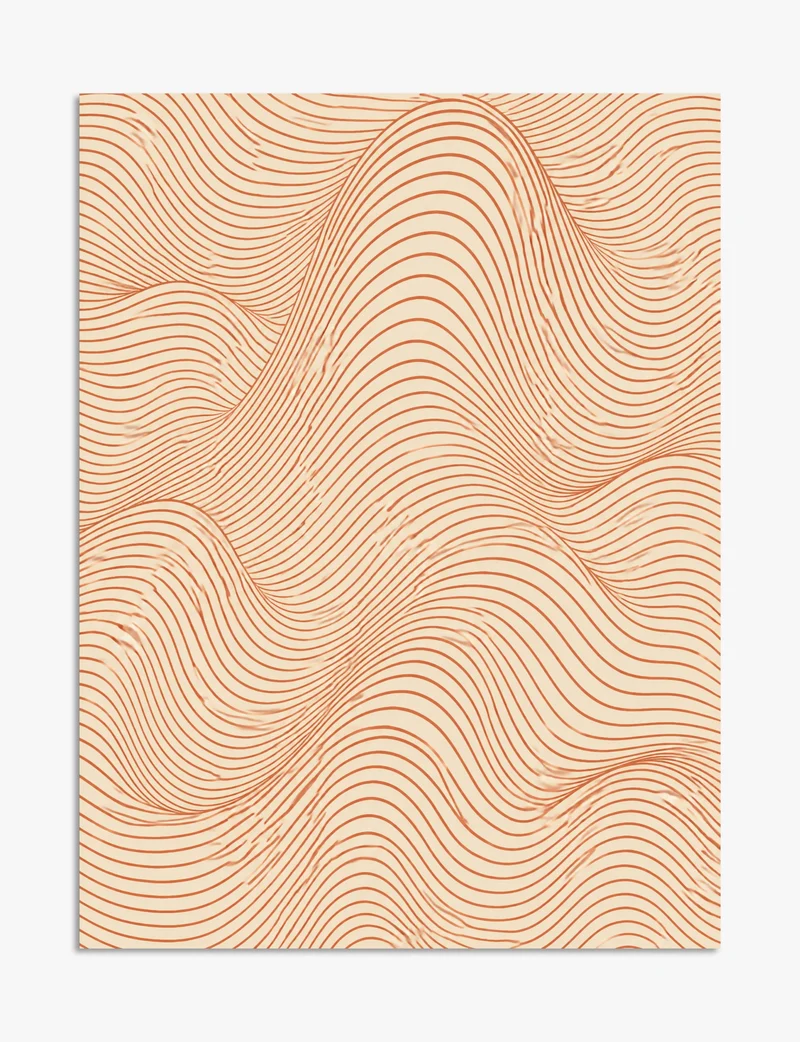 Terracotta Wave Lines Art Print