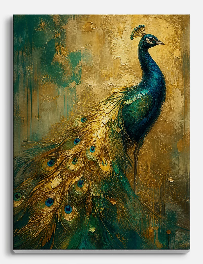 Golden Peacock Canvas Print