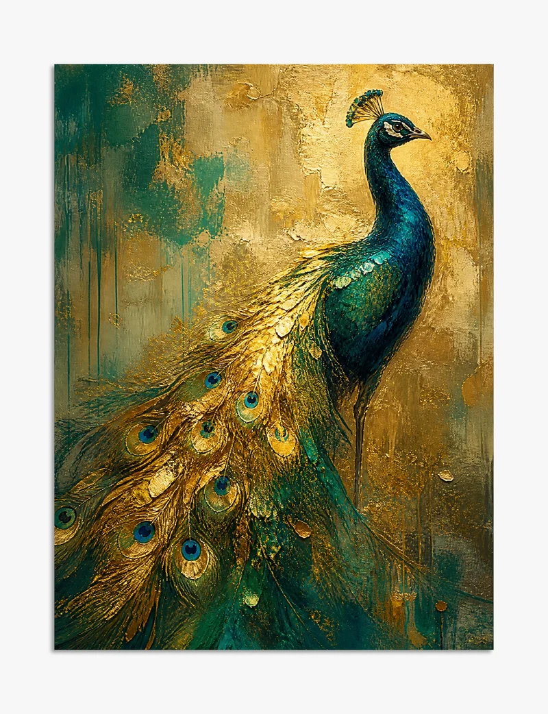 Golden Peacock Art Print