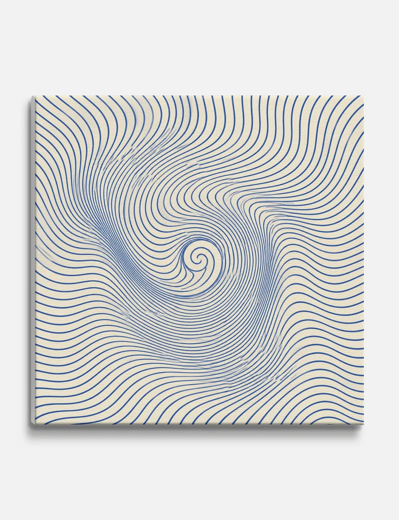 Blue Spiral Wave Lines Canvas Print