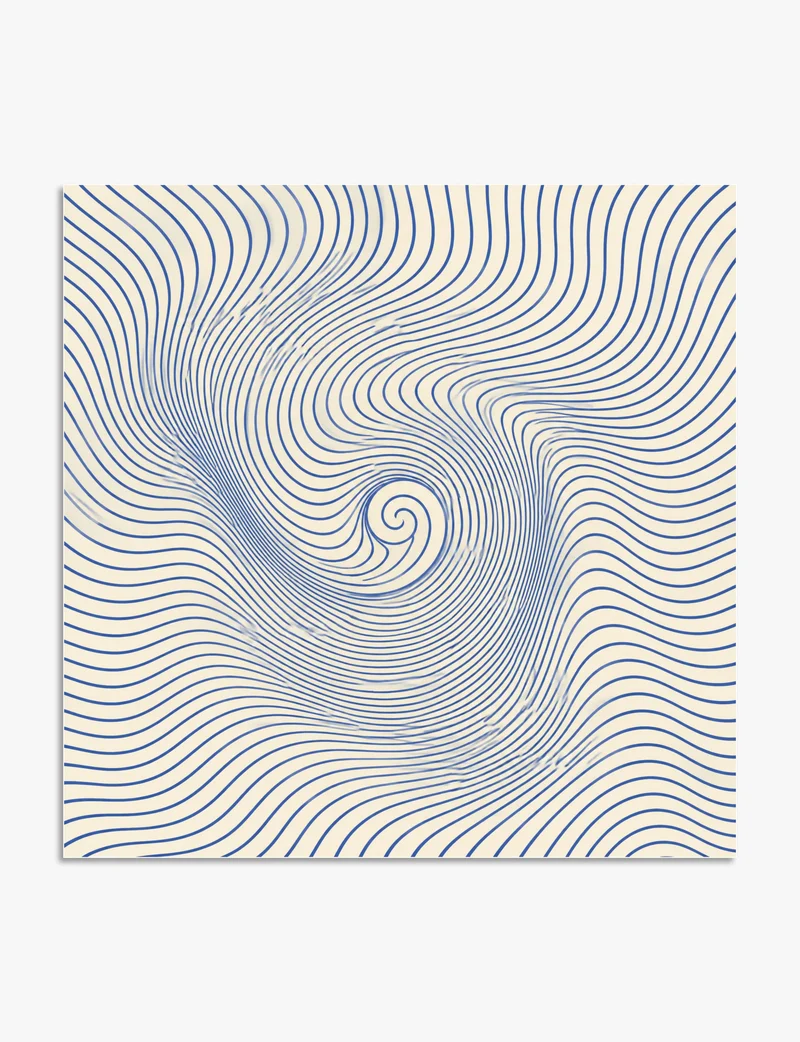Blue Spiral Wave Lines Art Print