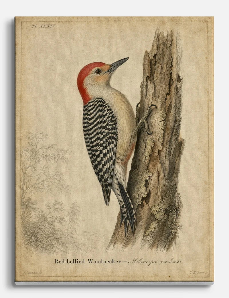 Red-bellied Woodpecker Plate XXXIV Canvas Print