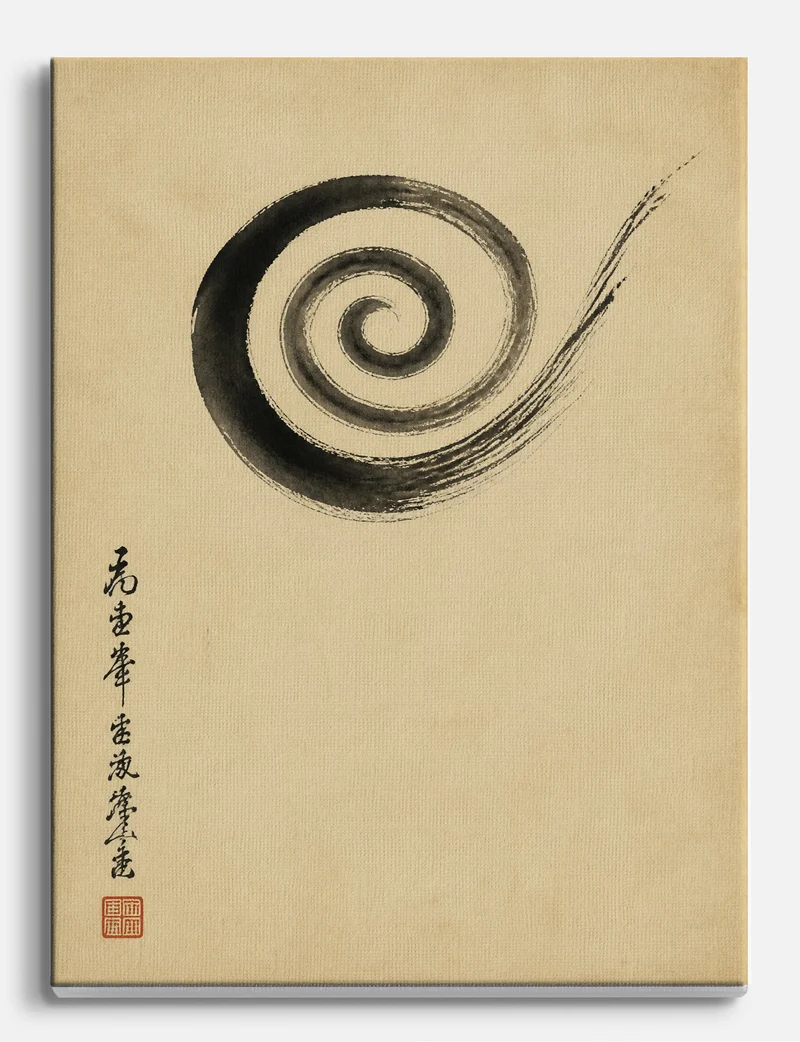 Ink Spiral Brushstroke Canvas Print