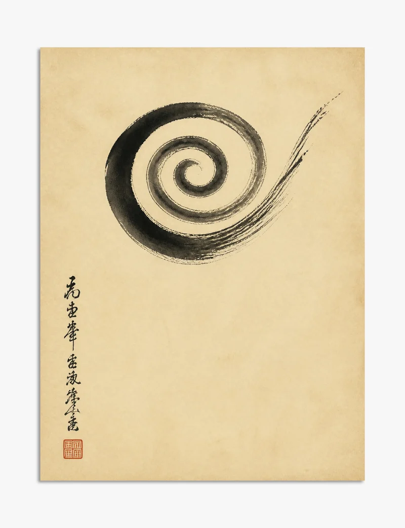 Ink Spiral Brushstroke Art Print