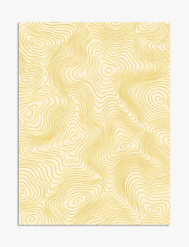 Golden Contour Lines Art Print