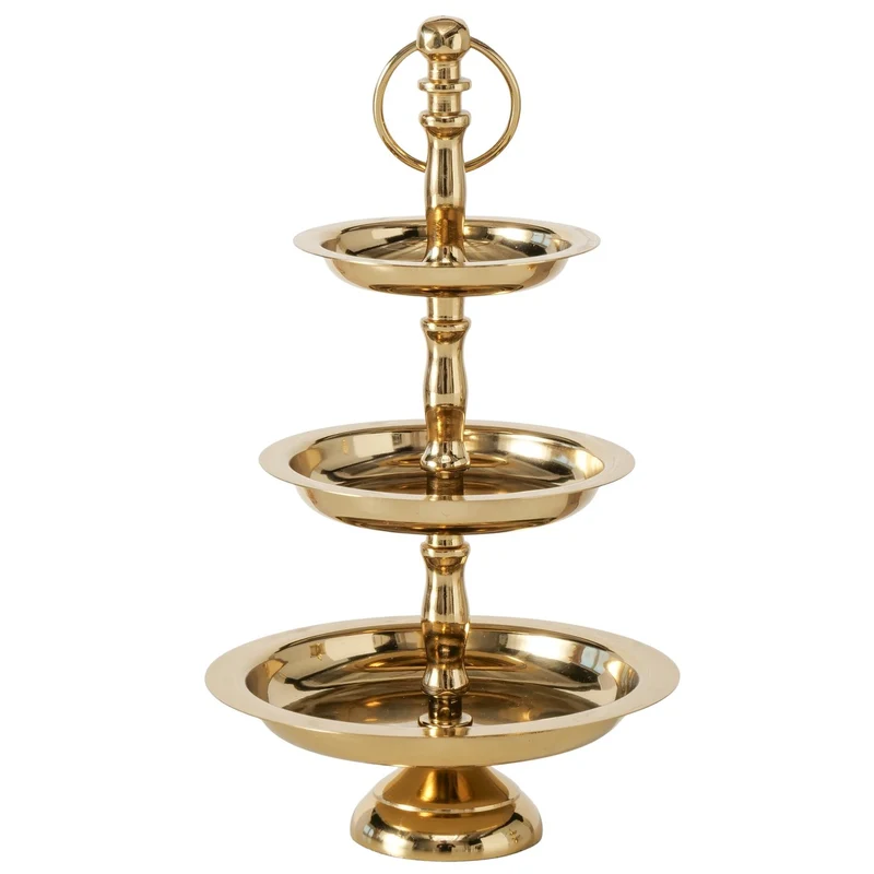 Etagere Maravelle Dreistufig Gold Metall