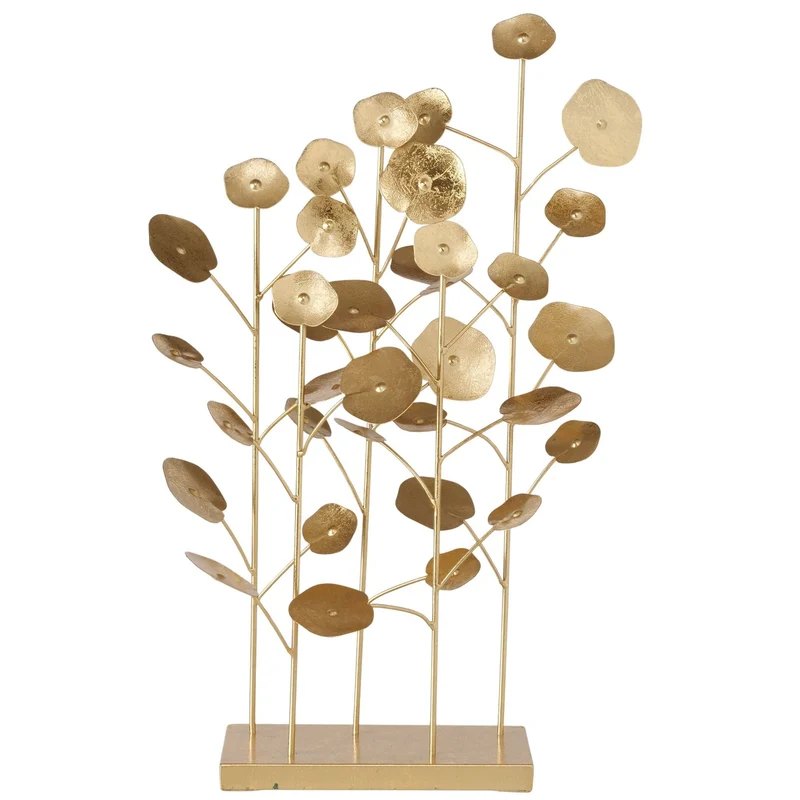Dekoaufsteller Valdoria Metall Antikgold Blattdesign 55cm