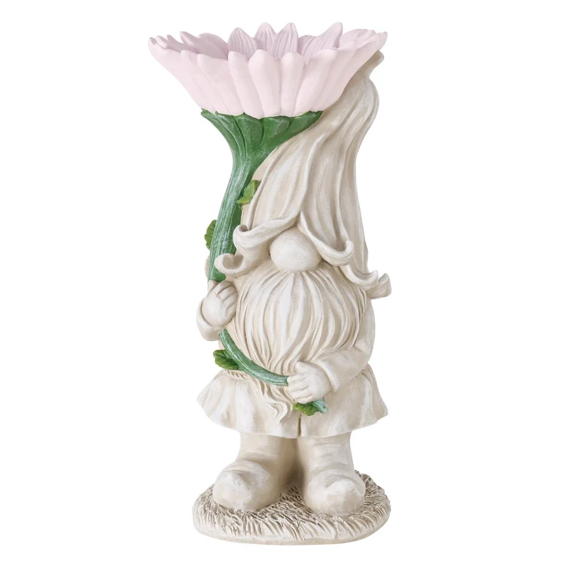 Pedder Blütenzauber Gartenwichtel 39 cm Grau Rosa