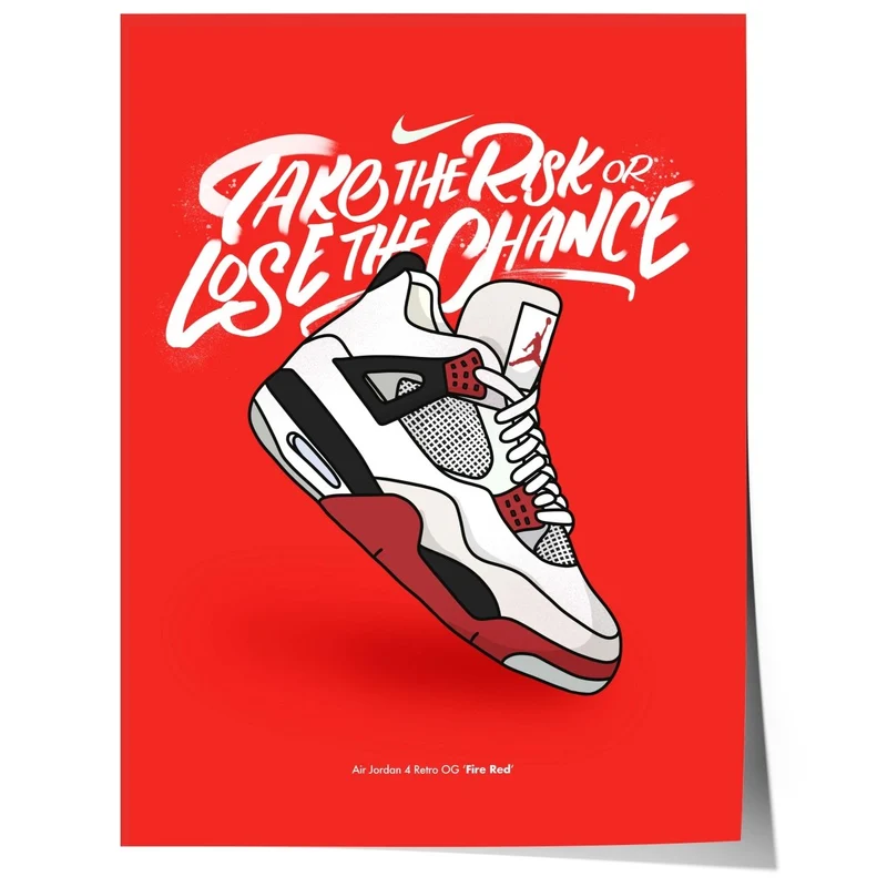 Urban Sneaker Motivation Poster · Take The Risk Or Lose The Chance · Print ohne Rahmen