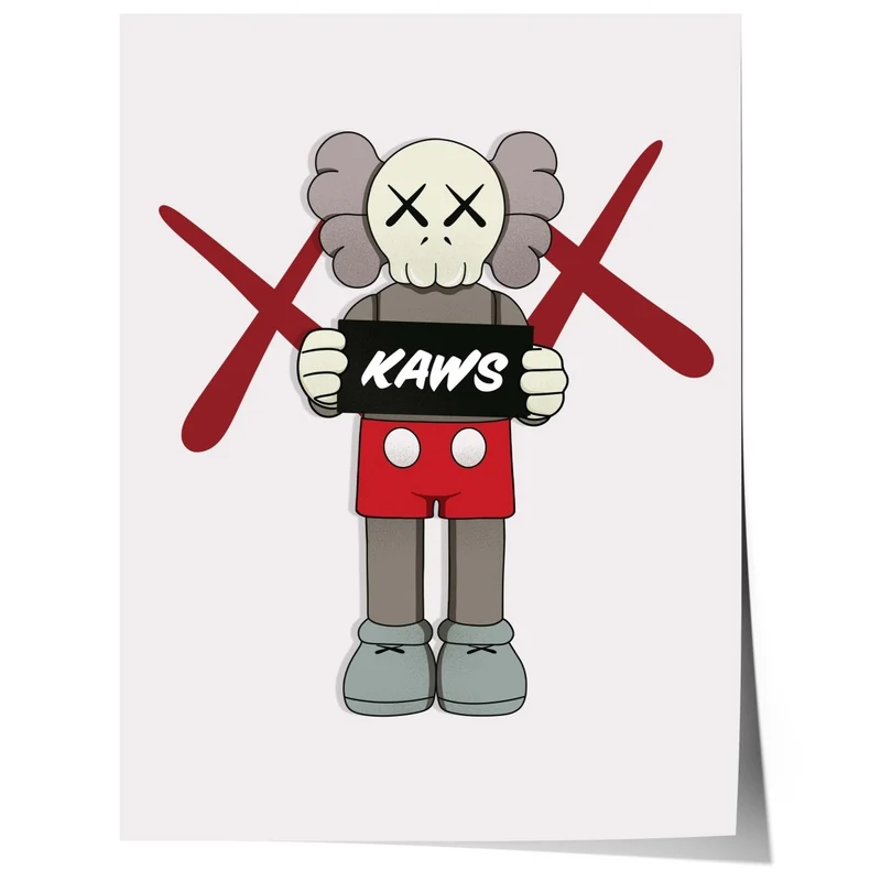 Street Art Figur mit Schild Poster · Urban Graffiti Charakter im Designer Toy Stil · Moderne Pop Art Illustration · Print ohne Rahmen