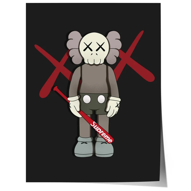 Street Art Figur mit Baseballschläger · Urban Graffiti Charakter Stil · Moderne Pop Art Illustration · Print ohne Rahmen