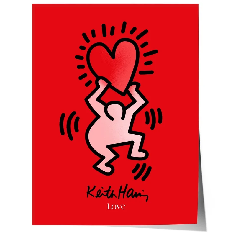 Tanzende Figur mit Herz Poster · Pop Art Street Art Stil · Moderner Kunstdruck ohne Rahmen