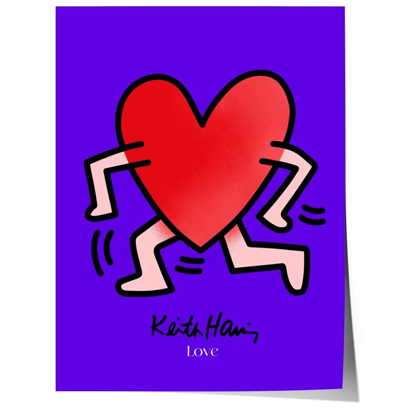 Laufendes Herz Poster · Pop Art Street Art Stil · Modernes Kunstmotiv · Print ohne Rahmen