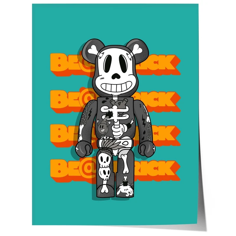 Urban Toy Bear Skelett Poster · Urban Street Art Figur · Pop Art Graffiti Stil · Print ohne Rahmen