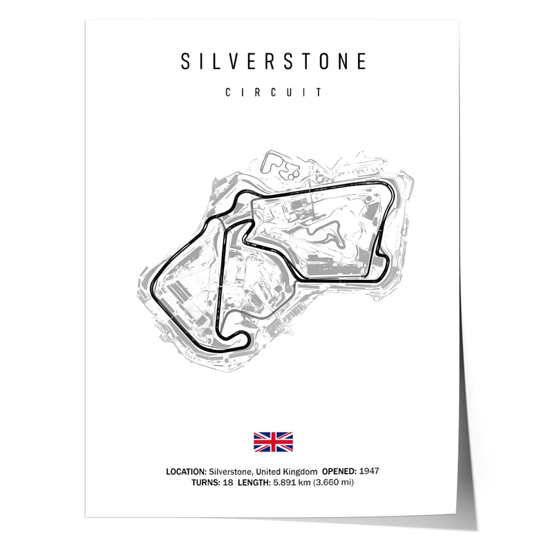 Poster Formel 1 2026 Rennstrecke Silverstone England · Geschenkidee · Großer Preis von Silverstone · Deko Print ohne Rahmen