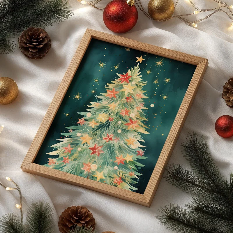 Tanne Weihnachts Poster · Geschenkidee für Weihnachtsliebhaber · Dekoprint ohne Rahmen
