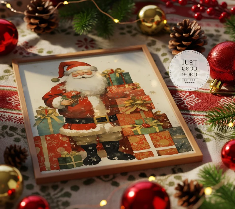 Weihnachtsmann Poster · Geschenkidee für Weihnachtsliebhaber · Dekoprint ohne Rahmen