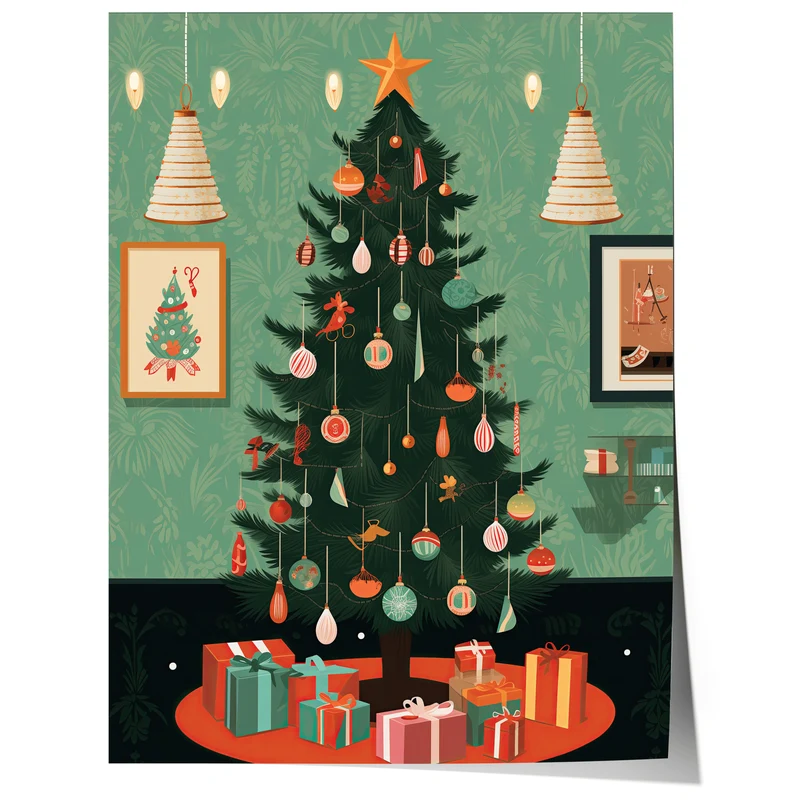 Weihnachtsbaum Poster · Festliche Weihnachtsdeko · Geschenkidee · Skandinavische Weihnachtsdeko · Dekoprint ohne Rahmen