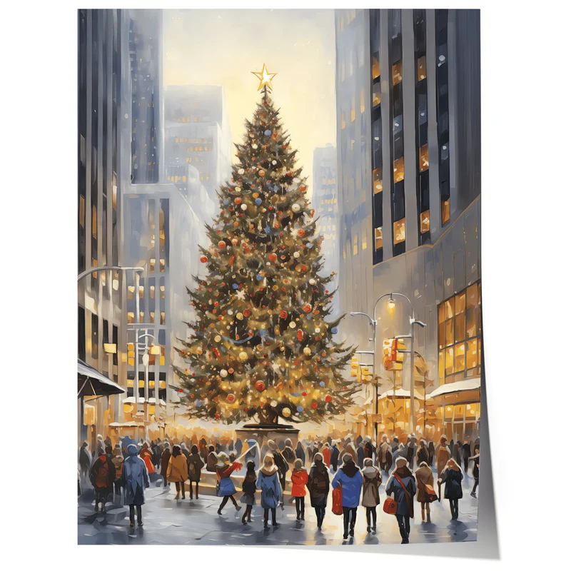 Weihnachtsbaum New York Poster · Rockefeller Center Weihnachtsbaum · Geschenkidee · Dekoprint ohne Rahmen