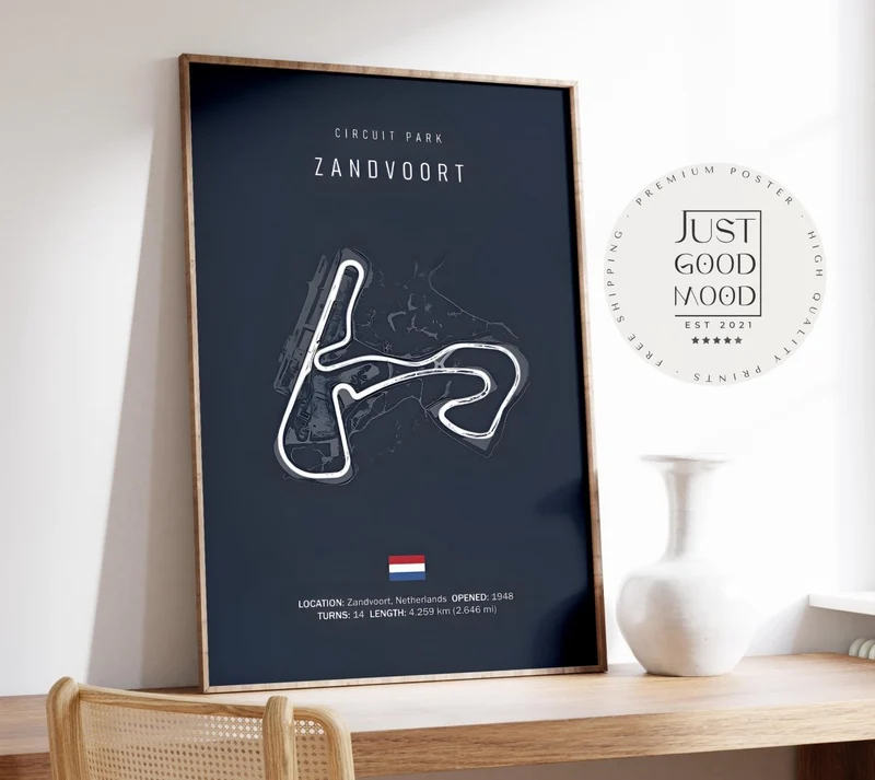 Poster Formel 1 2026 Rennstrecke Zandvoort Netherlands · Geschenkidee · Großer Preis von Zandvoort · Deko Print ohne Rahmen
