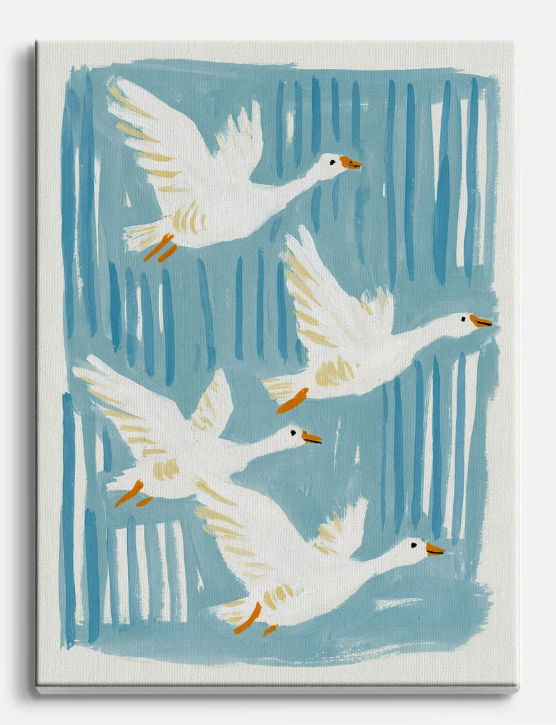 Flying Geese in Blue Canvas Print