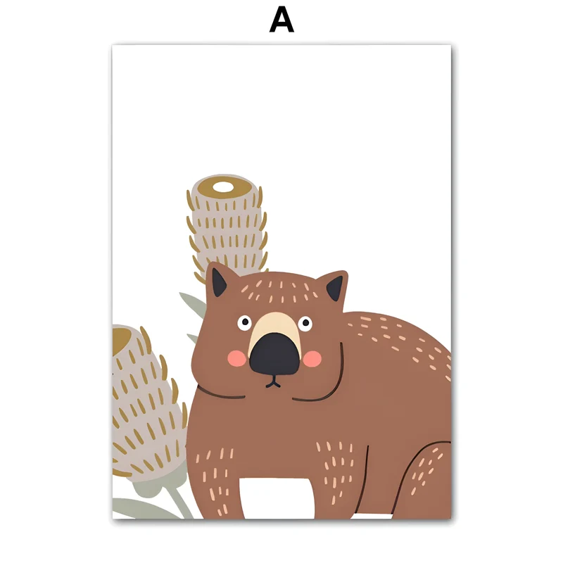 Poster Kinderzimmer Tiere Australien Kangaroo Koala Bär · Kinderzimmer Bilder · Wand Deko · Kunst Druck · Deko Print · ohne Rahmen